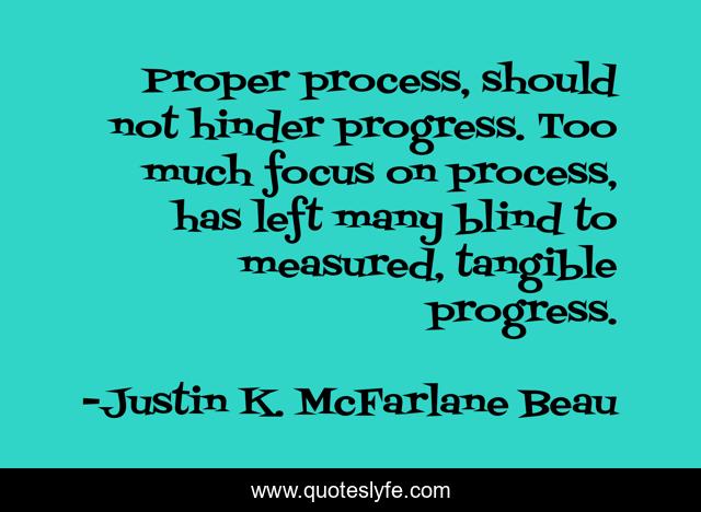 Proper process, should not hinder progress. Too much focus on process ...