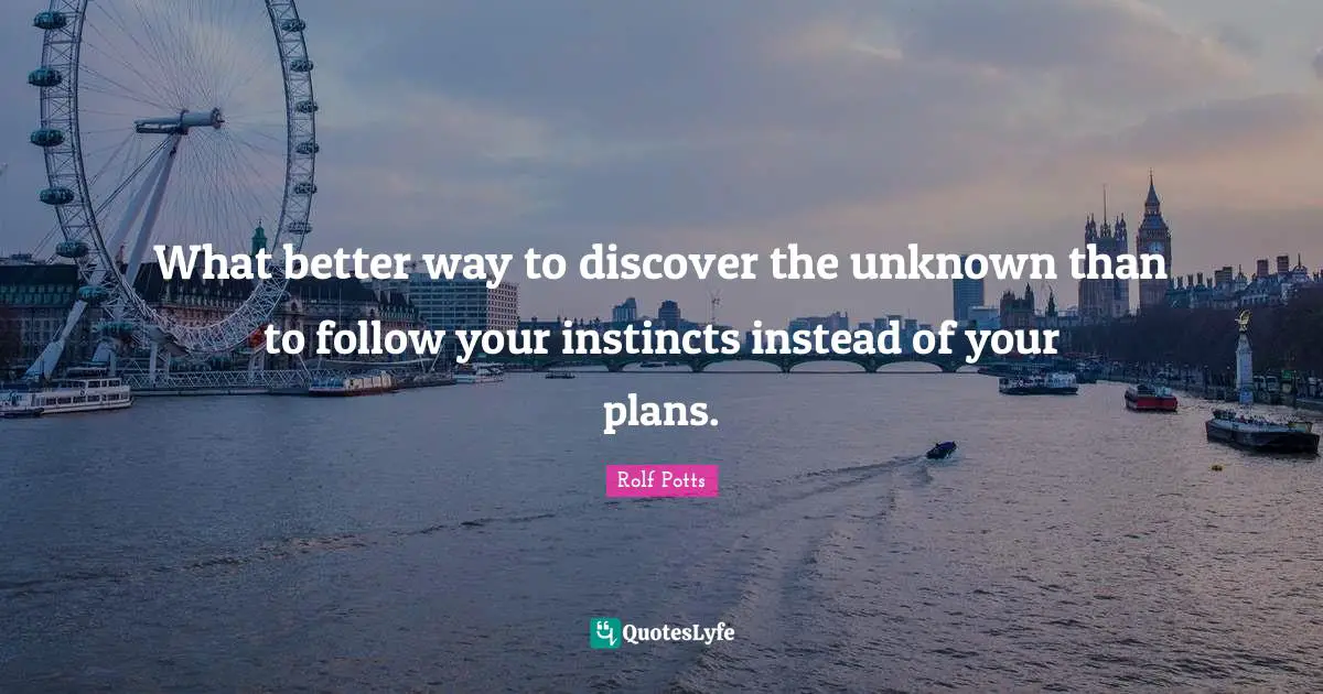 What better way to discover the unknown than to follow your instincts ...