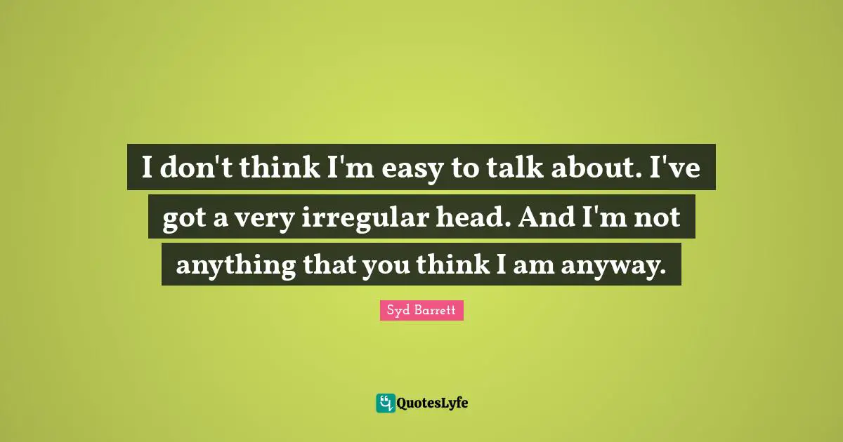 I Don t Think I m Easy To Talk About I ve Got A Very Irregular Head 