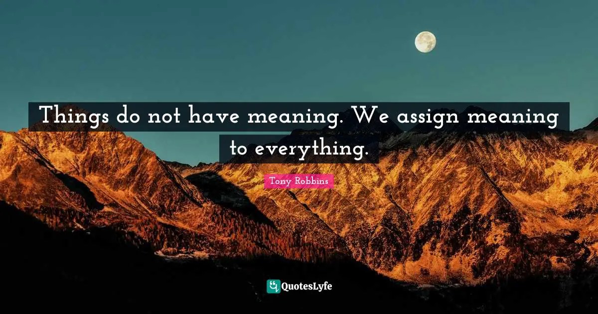 Things do Not Have Meaning We Assign Meaning To Everything Quote 