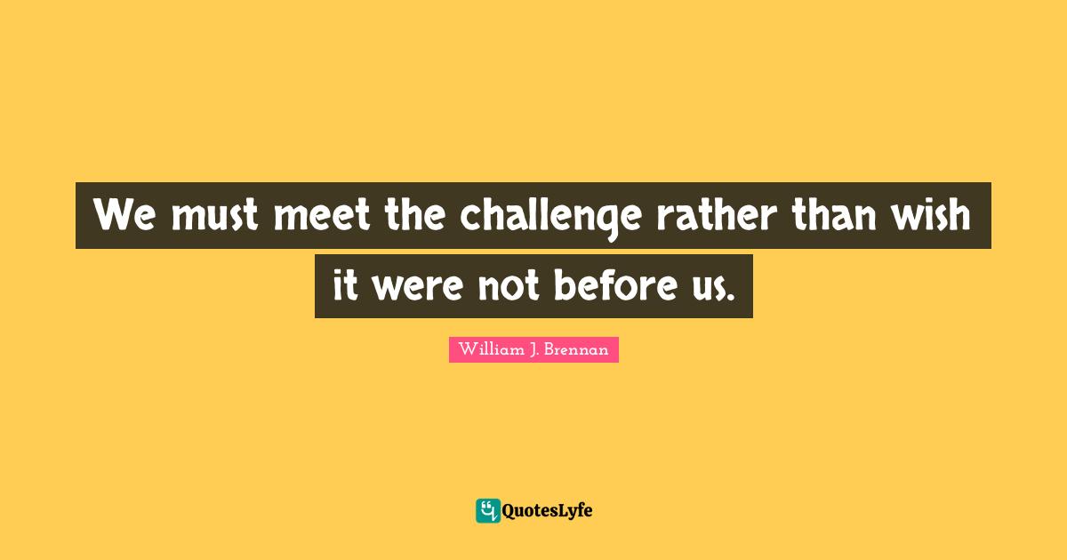 we-must-meet-the-challenge-rather-than-wish-it-were-not-before-us