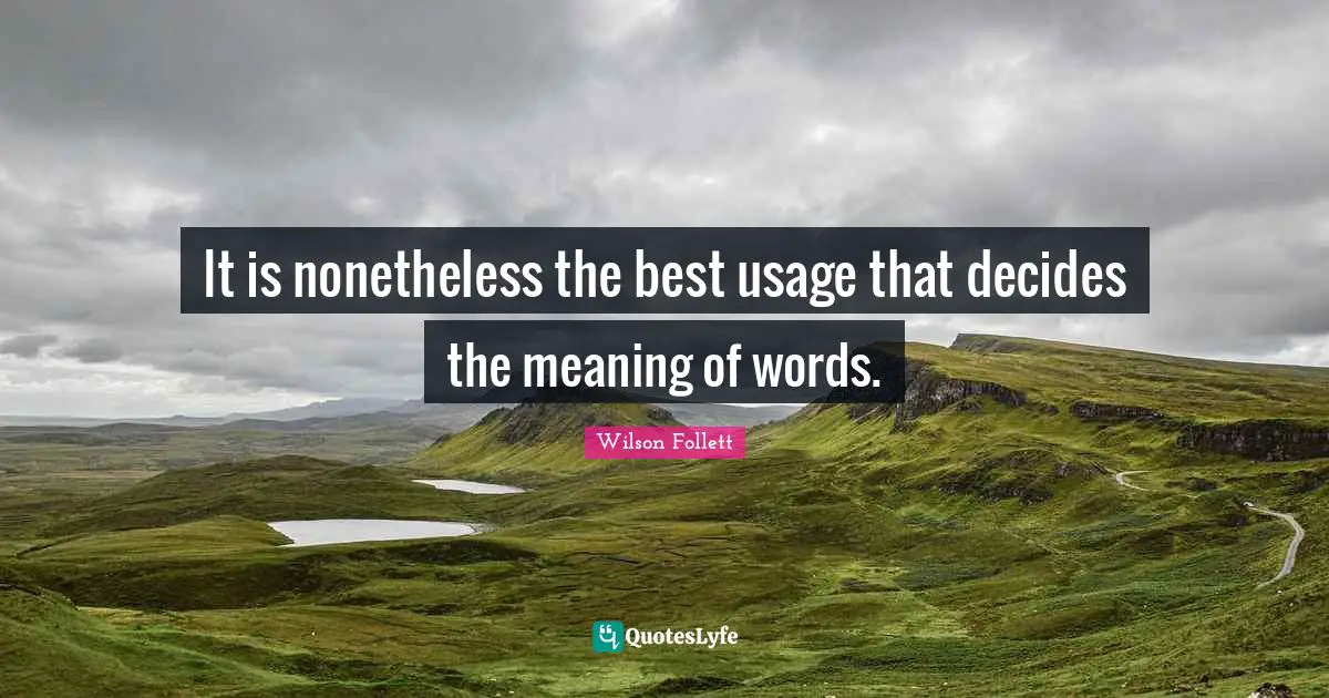 It Is Nonetheless The Best Usage That Decides The Meaning Of Words 