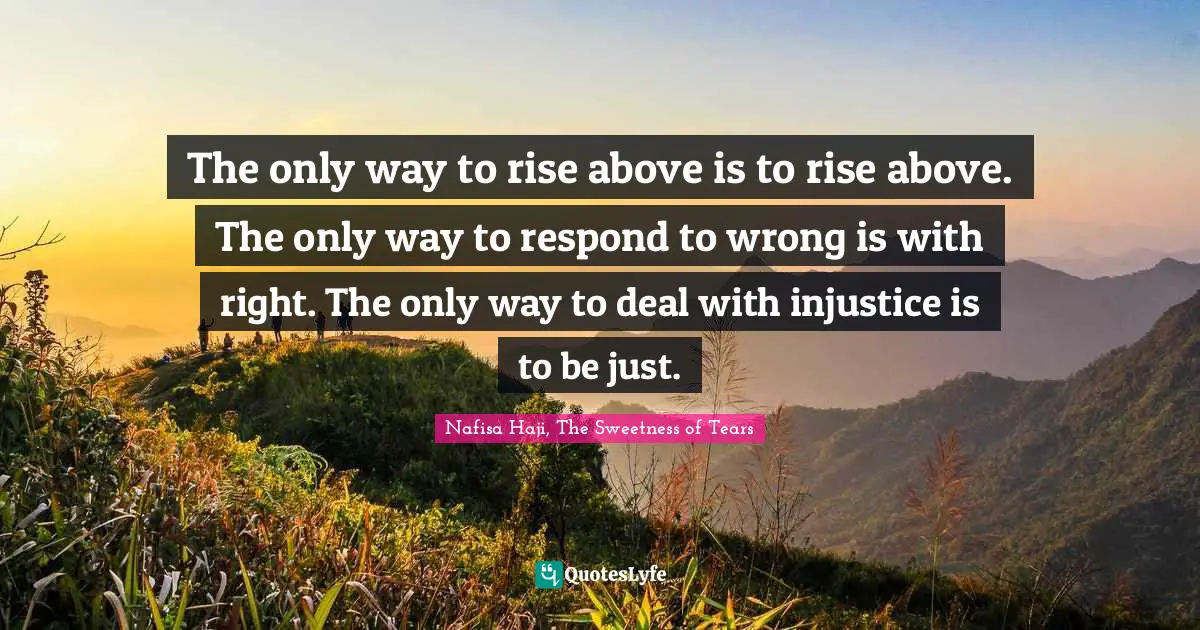 The only way to rise above is to rise above. The only way to respond t ...