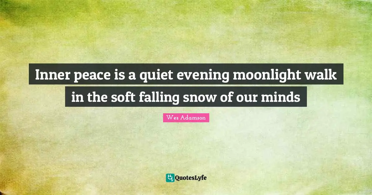 Inner Peace Is A Quiet Evening Moonlight Walk In The Soft Falling Snow Quote By Wes Adamson Quoteslyfe