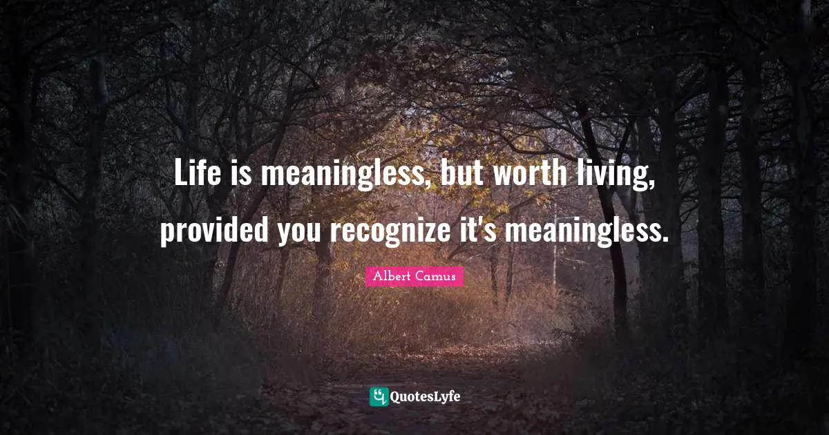 Life Is Meaningless But Worth Living Provided You Recognize Its Mea Quote By Albert Camus