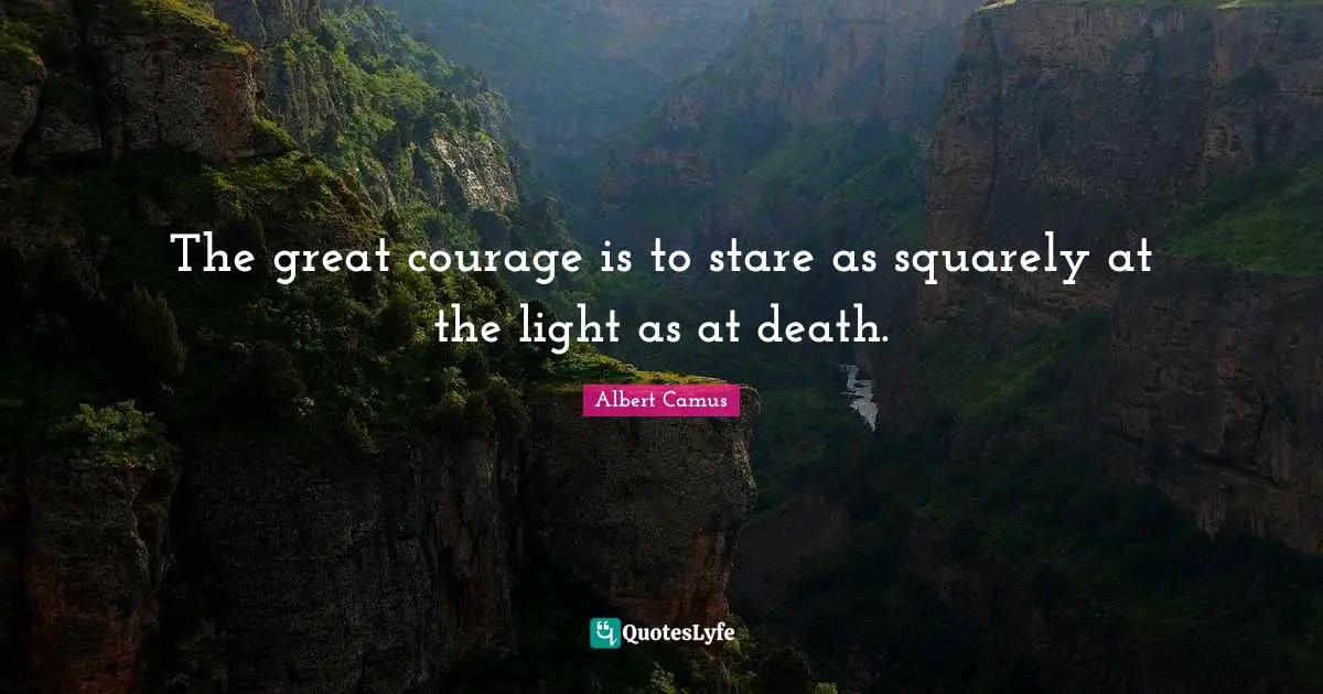 The great courage is to stare as squarely at the light as at death ...