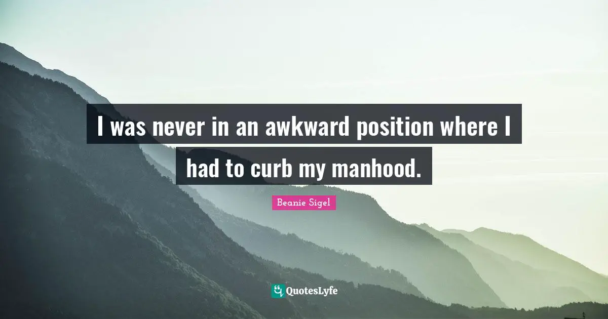 I Was Never In An Awkward Position Where I Had To Curb My Manhood Quote By Beanie Sigel