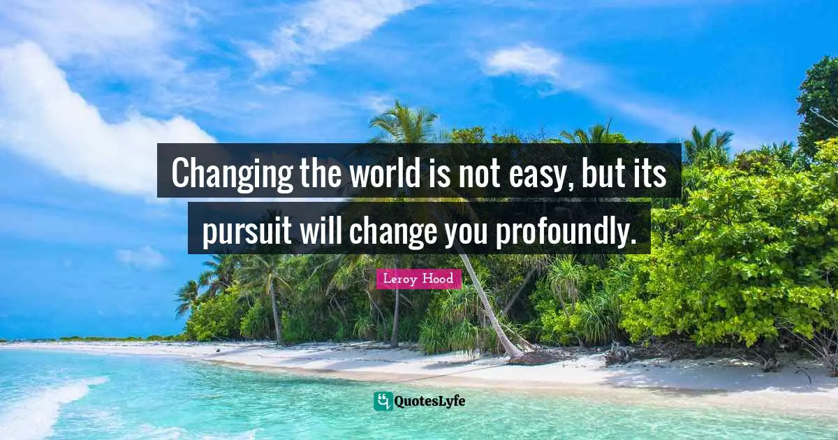 Changing The World Is Not Easy But Its Pursuit Will Change You Profou 