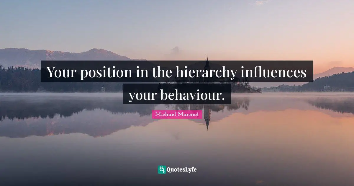 Your Position In The Hierarchy Influences Your Behaviour Quote By 